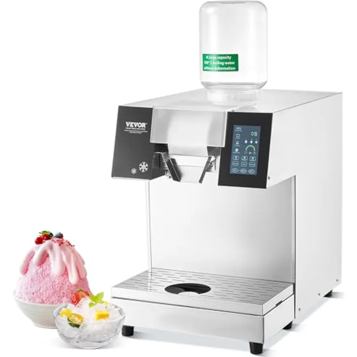 VEVOR Kommerzielle Schneeflocken-Eismaschine Schneeeisbereiter, 180 kg/24 h Edelstahl-Eisrasierer, elektrischer Schneekegel-Maker mit Flüssigkeitskühlsystem & Touch-LCD