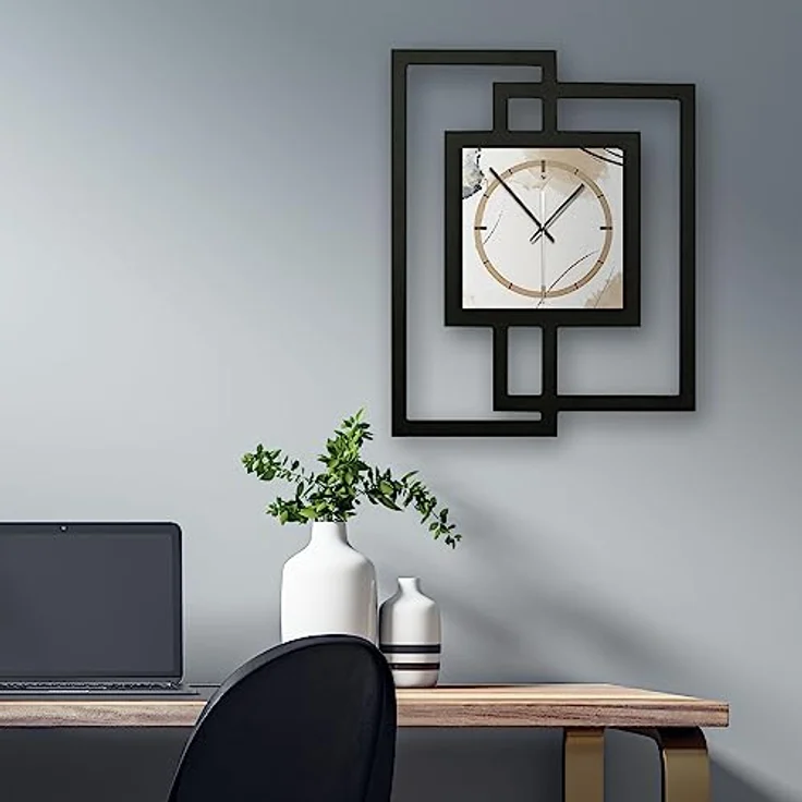 Kreative Feder Designer-Wanduhr „Abstract Elegance“ in modernem Metallic-Look ohne Tickgeräusche (Funk/Quarz) (Quarzuhrwerk) – Bild 5
