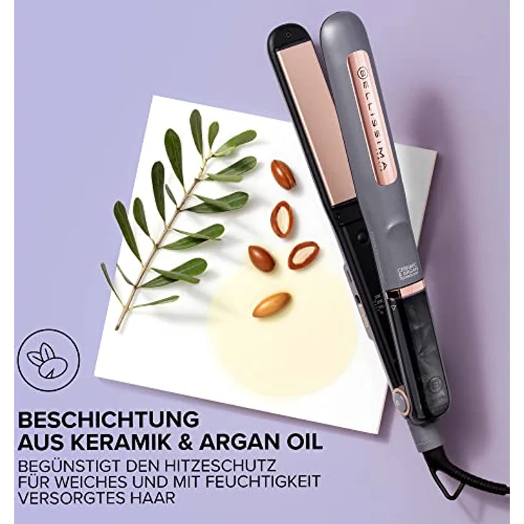 Bellissima Steam Ceramic & Argan Oil, Dampfglätter, Keramik- und Arganölbeschichtung, 3 Temperaturstufen, schnelles Aufheizen, oszillierende Platten, automatische Abschaltung – Bild 4