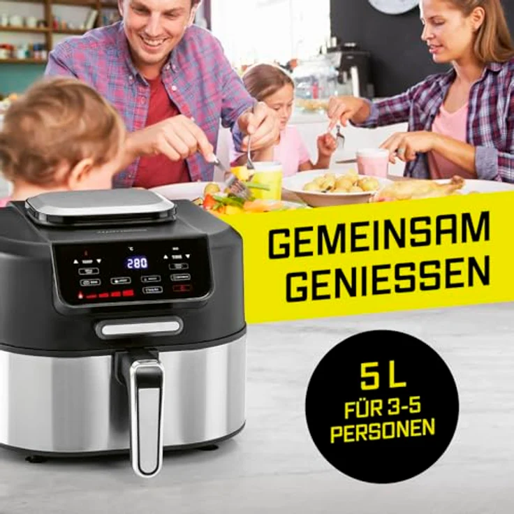 GOURMETmaxx Heißluftfritteuse FryBBQ 5 l, 2-in-1 Heißluftfritteuse und Grill mit integrierten Grillthermometer und fünf Garfunktionen – Bild 9