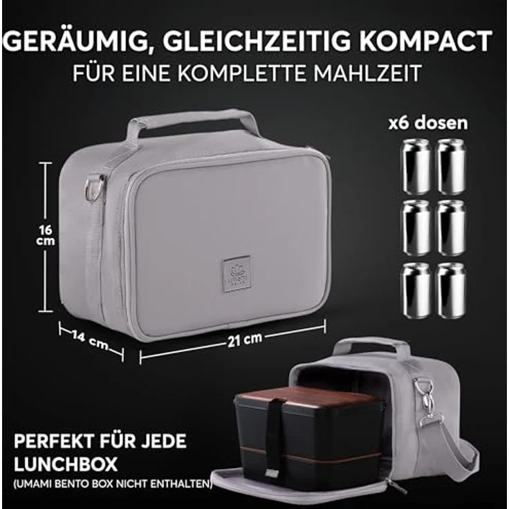 Umami Isolierter Lunchbag Premium, Lunchbox mit hochwertiger Isolierung, Grau – Bild 3