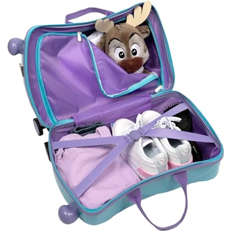 UNDERCOVER Frozen Kinderkoffer Ride-on Trolley, 4 Rollen, Sitzgelegenheit und Gepäckorganizer, 47,5 cm, Original Disney Lizenzprodukt – Bild 4