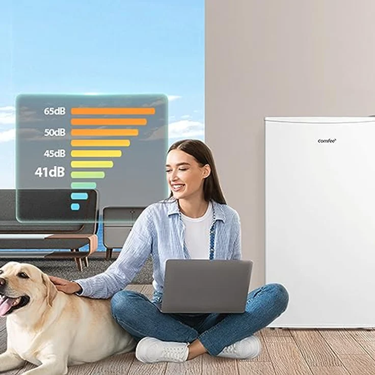 COMFEE' RCU60WH2(E) 60L Gefrierschrank senkrecht mit Schubladen, 3x Gefrierschublade, Eintür, einstellbare Temperatur, umkehrbare Tür, leise, Freistehend, Weiß – Bild 3