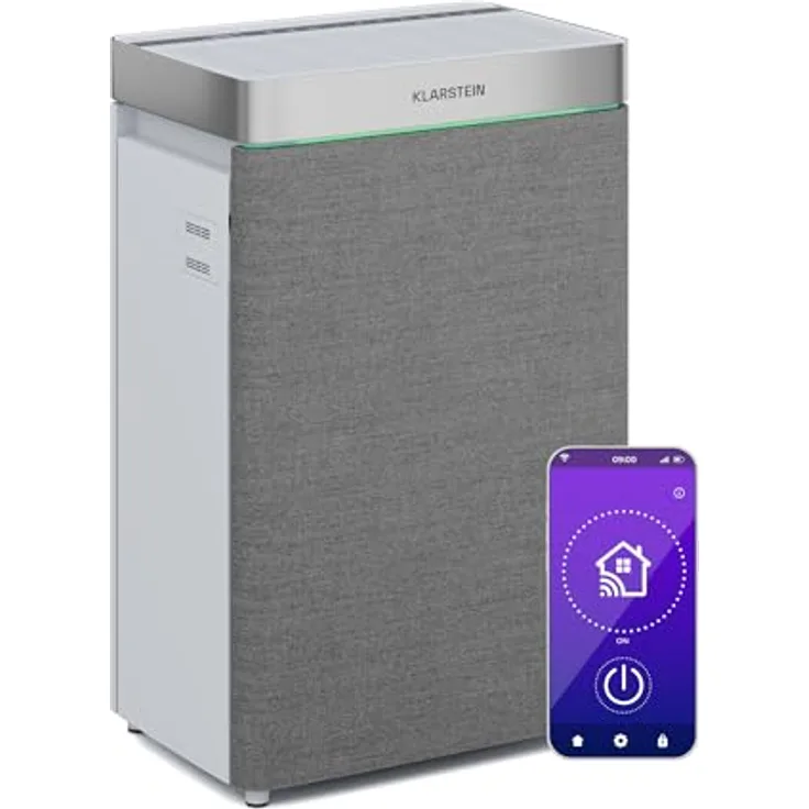 Klarstein AireLux Luftreiniger mit HEPA & Aktivkohlefilter, CADR 400 m³/h, Smart WiFi Steuerung, UV-C Desinfektion, für Räume bis 40 m², 6,2L Wassertank, leiser Betrieb