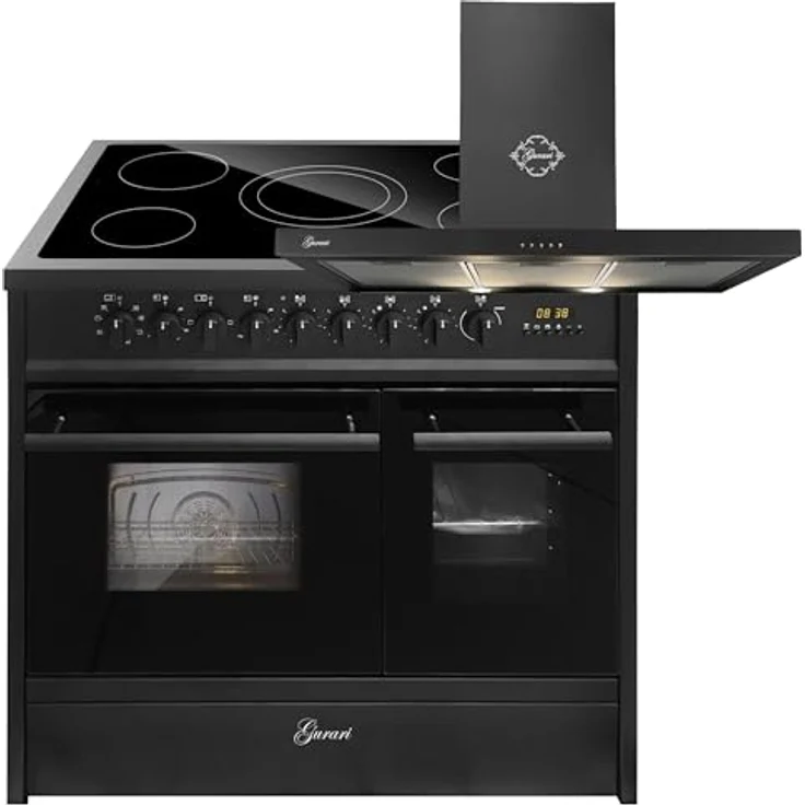 GURARI Elektro-Standherd GCH E 912 DF BL, 90 cm mit Doppelbackofen, 1-fach-Teleskopauszug und Dunstabzugshaube GCH F 461 BL, saugstark bis 1000 m³/h, elegantes Design – Bild 1
