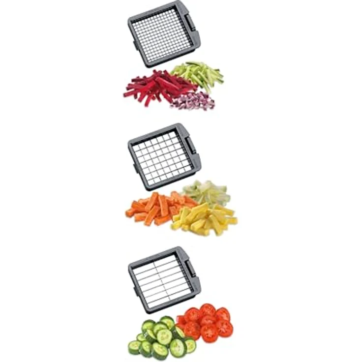Küchenprofi Zwiebel-/Gemüsewürfler FIX PLUS | Kunststoff/Klingenstahl | Gemüseschneider | Würfelschneider Zwiebeln, Gurken, Karotten | Obst Multi Schneider | Stifte, Würfel, Scheiben | Robust & Vielseitig | Inkl. Reinigungs-Tool – Bild 3