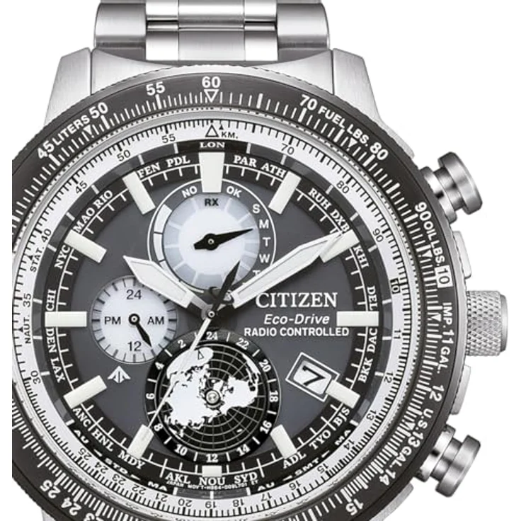 CITIZEN Herrenuhr Eco-Drive Solar Funk Chronograph mit Edelstahl Gliederband BY3006-53H, Silber/Weiß/Schwarz – Bild 2