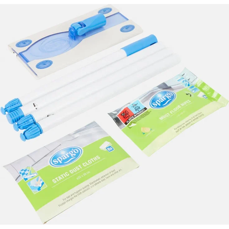 Spectrum Spargo Boden- und Staubwischer-Set, inkl. 8 Trocken- und 8 Nassreinigungstüchern, drehbarer Kopf für einfachen Gebrauch