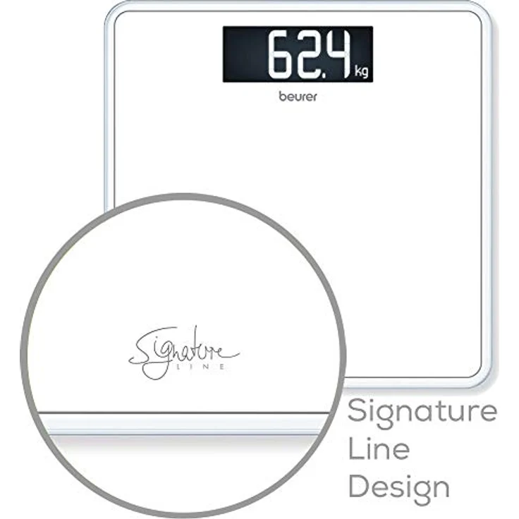Beurer GS 400 white Signature Line Glas, Personenwaage, mit großer Trittfläche aus super weißem Sicherheitsglas, stylischer Schwarz, Display im XL, Format und Tragkraft bis 200 kg – Bild 4