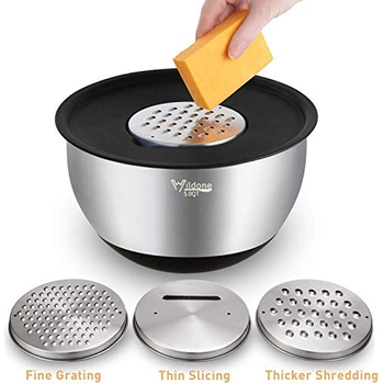 Pleafind 7-teiliges Edelstahl Schüssel Set - Mit Deckeln & Reibeaufsätzen