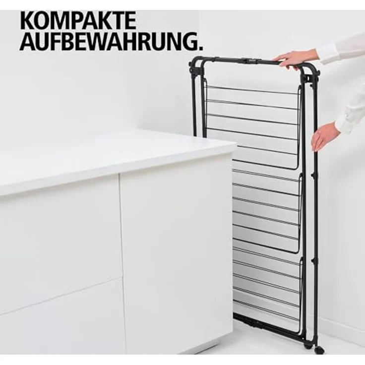 Brabantia HangOn Tower Drying Rack, 23 m (weiß), klappbarer und platzsparender Standtrockner mit Rollen und Aufhängehaken – Bild 8