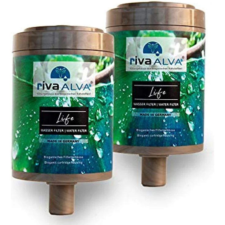 rivaALVA Life Trinkwasserfilter 2er Set Ersatzkartusche, filtert Hormone, Medikamente, Blei, Kupfer und Bakterien, biologisch abbaubar, made in Germany – Bild 1