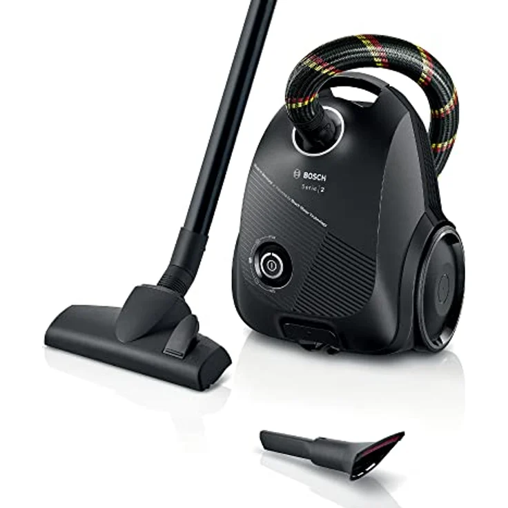 Bosch Staubsauger mit Beutel Serie 2 BGDS2CHAMP, Bodenstaubsauger, nachhaltig, aus Recyclingmaterial, Hygiene-Filter, 10 Jahre Motorgarantie, kompakt, leistungsstark, Made in Germany, 600 W, schwarz – Bild 1