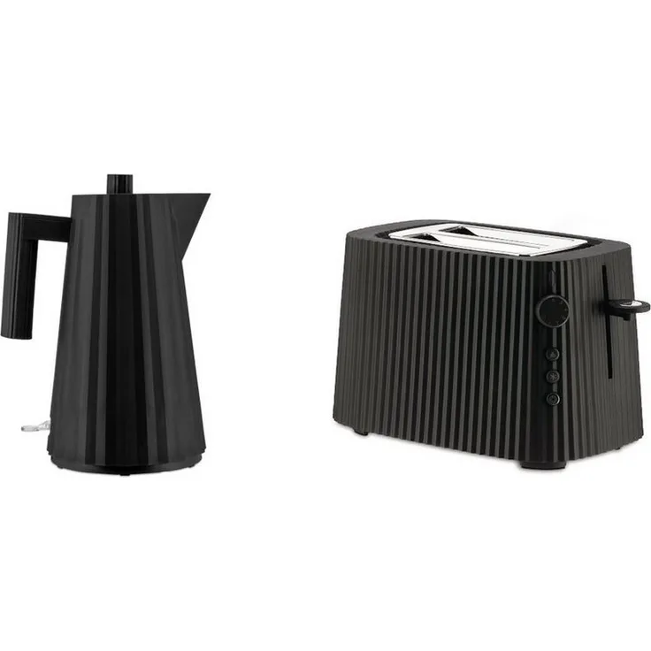 Alessi Plissé Wasserkocher Set, 1.7L Wasserkocher und Zwei-Schlitz Toaster mit 6 Bräunungsstufen - Farbwahl
