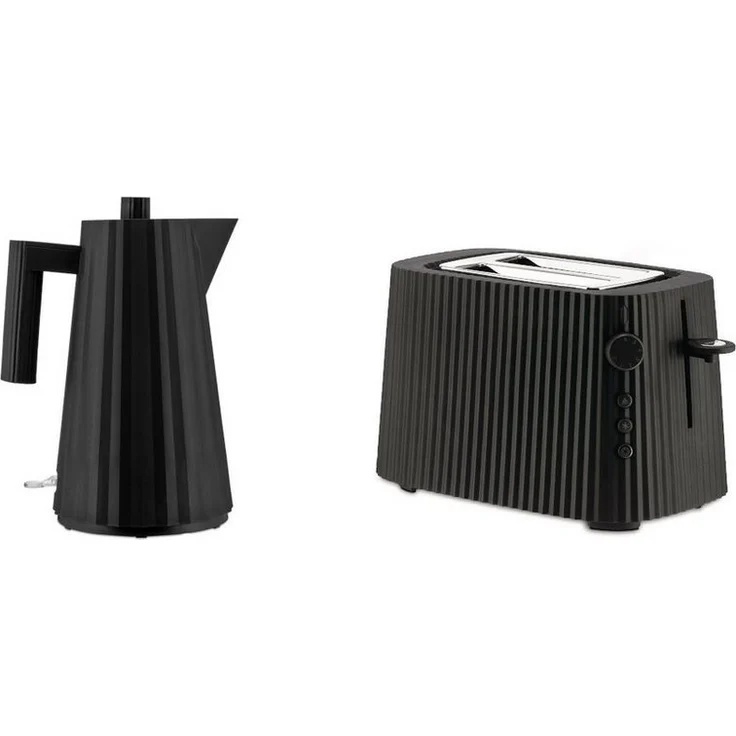 Alessi Plissé Wasserkocher Set, 1.7L Wasserkocher und Zwei-Schlitz Toaster mit 6 Bräunungsstufen - Farbwahl