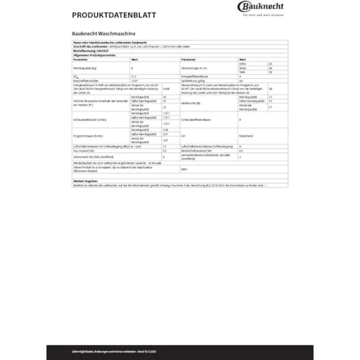 Bauknecht WM 8A6 BC S, 8kg Frontlader Waschmaschine mit Adaptive Wash, Steam Therapy, 1400 U/min, weiß, Energieeffizienzklasse A – Bild 17