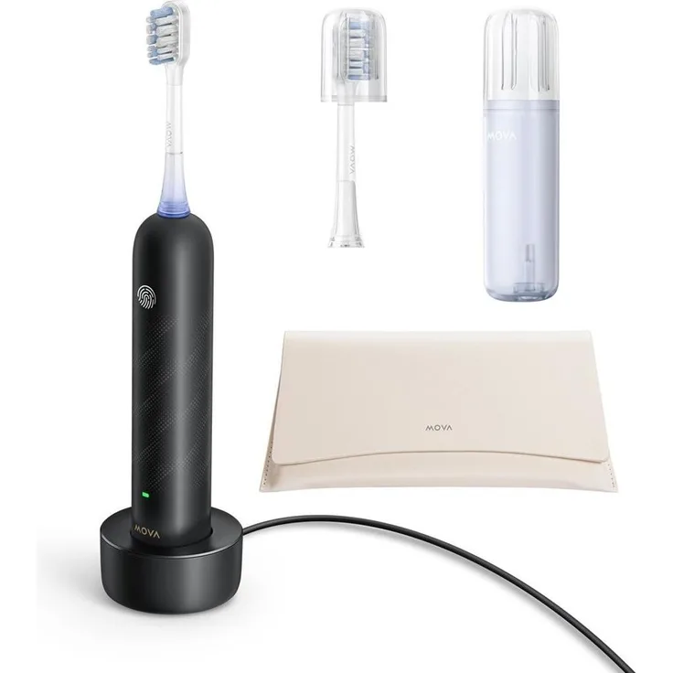 Mova Fresh Pro, Elektrische Zahnbürste mit oszillierender Technologie, 10 Reinigungsstufen, integrierter Andruckkontrolle und Bluetooth-Funktion