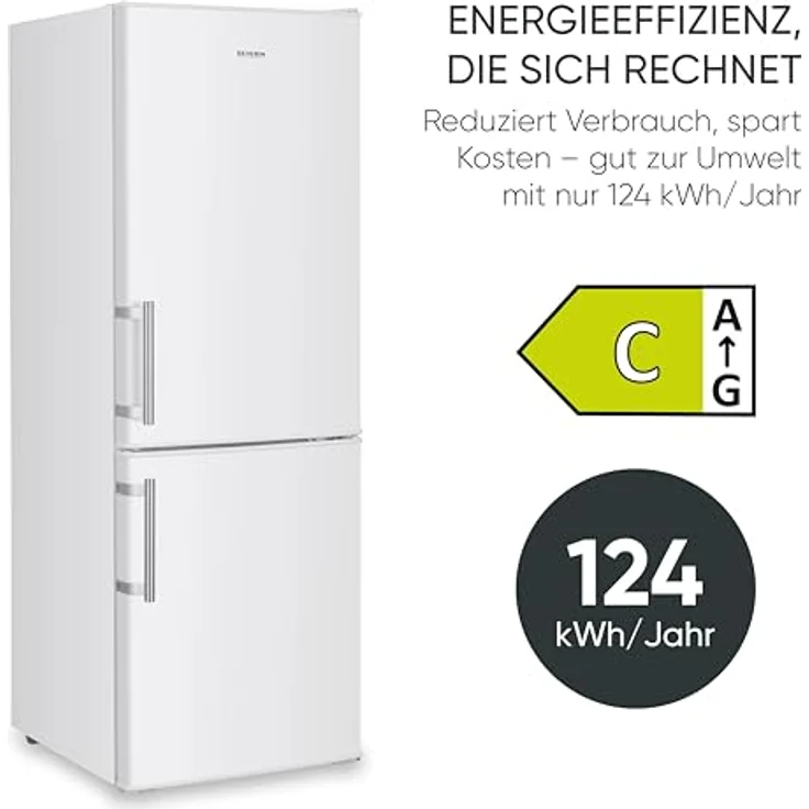 SEVERIN DT 8770 Kühl-Gefrier-Kombination, 121 Liter Kühlinhalt, 52 Liter Gefrierinhalt, Energieeffizienzklasse C, Farbe: weiß – Bild 4