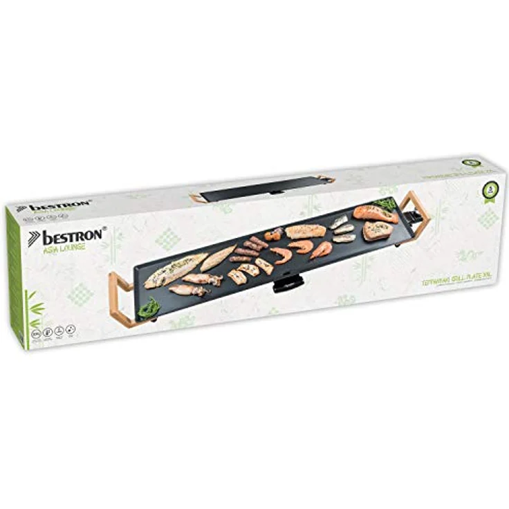 Bestron Teppanyaki Grillplatte XXL im Asia Design, Mit Bambus-Griffen, Asia Lounge, 1.800 W, Schwarz – Bild 5
