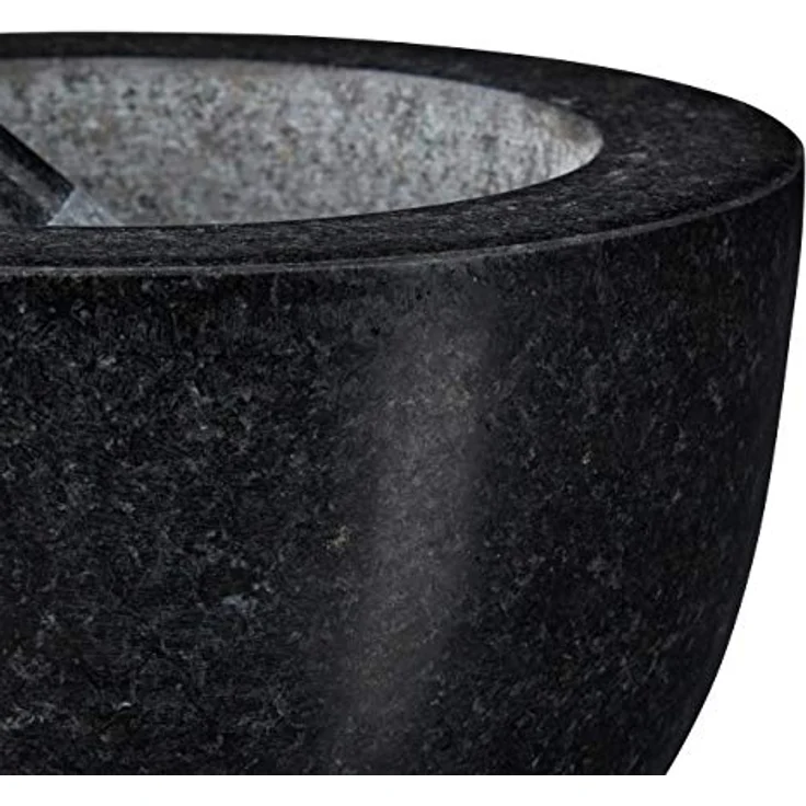 Relaxdays Mörser Granit Schwarz Höhe 12 cm rund – Bild 6