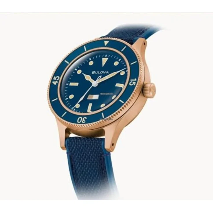 Bulova Automatic Mil-Ships Special Edition, Herrenuhr mit Antireflex-Saphirglas und blauem Zifferblatt, Dunkelblau 98A325 – Bild 5