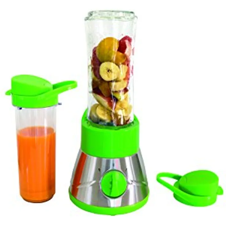 Profi Mix&Go Steel Standmixer/Smoothie Maker (400 Watt),grün - Standmixer mit 21.000 U/min max., inkl. Self Clean Funktion, inkl. 2x Trinkflasche 600ml, edelstahl