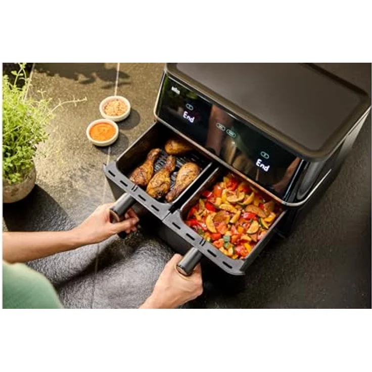 Braun Heißluftfritteuse TwinCook TD 5030 I BK, 2400 W, schwarz, mit Programmablauf- und Restzeitanzeige – Bild 3