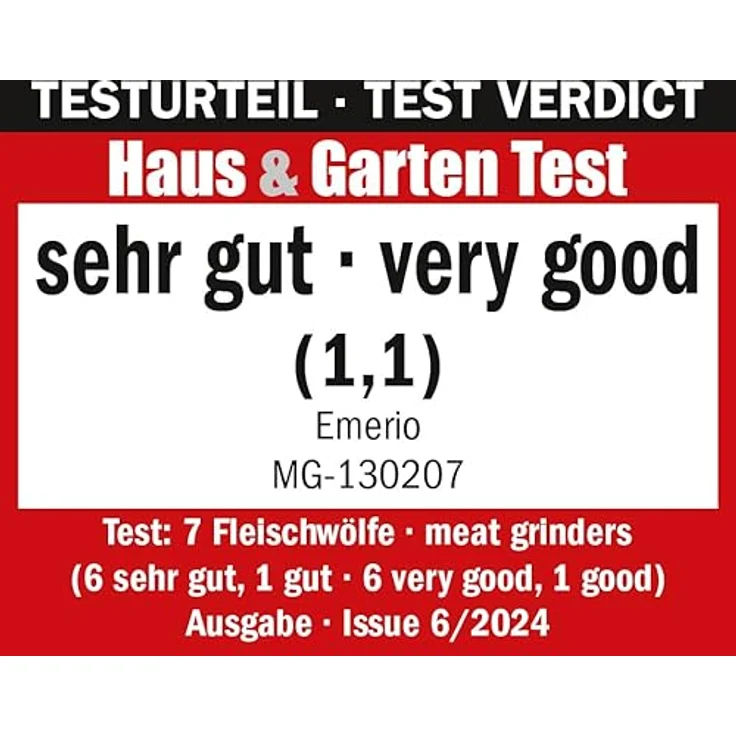 Emerio Fleischwolf MG-130207, 600 W elektrisch mit 3 Fleischeinsätzen und Wurststopfaufsatz – Bild 3
