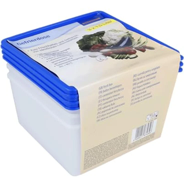 EUROHOME 3er Set Gefrierdosen 1,5 L - Frischhaltedose, luftdicht verschließbar, spülmaschinen- und gefriergeeignet - Geschmacksneutral – Bild 1