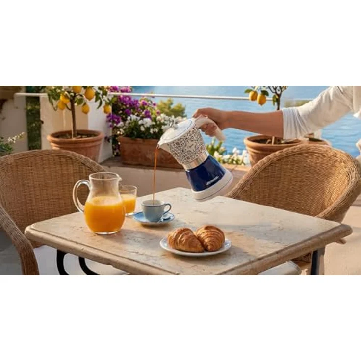 Ariete 1358 Capri Moka Aroma, Elektrische Espressokanne für gemahlenen Kaffee, 400 W, Weiß-Blau – Bild 9