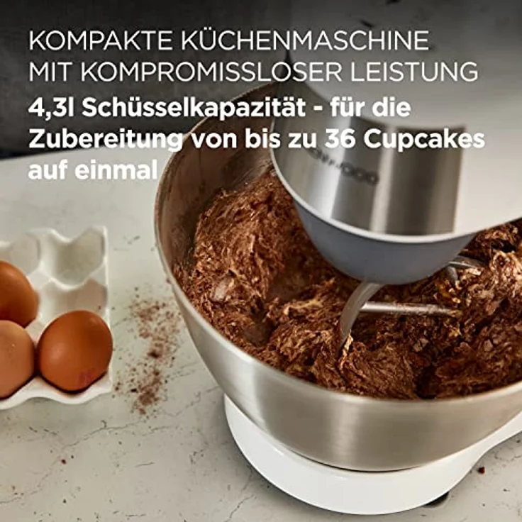 Kenwood Prospero+ KHC29.HOWH Küchenmaschine, 4,3 l Edelstahl Schüssel, 1000 Watt, inkl. 3-teiligem Patisserie-Set, Zerkleinerer, Acryl-Mixaufsatz, Zitruspresse und Spritzschutz, weiß, Serie: Prospero+ – Bild 2
