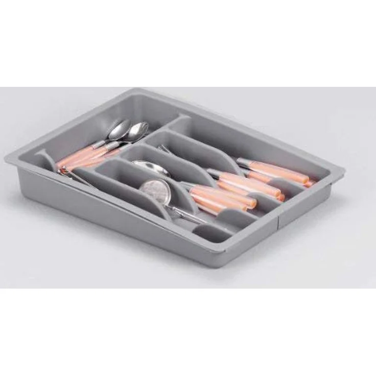 Zeller 24887 Besteckkasten, ausziehbar, Kunststoff, grau, ca. 29-48x38x6,5, ausziehbarer Besteckeinsatz, Schubladeneinsatz für die Küchenschublade – Bild 2