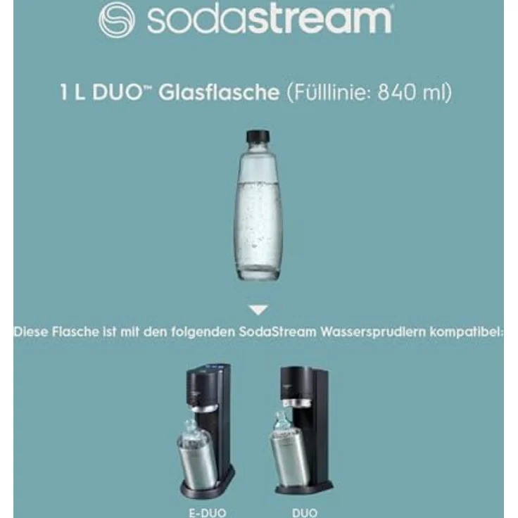 SodaStream Glasflasche Twinpack 2er Set, 1 Liter, schwarz, transparent – Bild 6