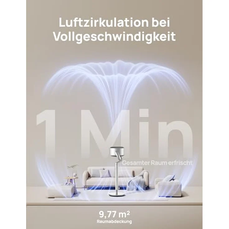Dreo Smart Standventilator mit RGB Light, 120° +120° Oszillierend, 9 Geschwindigkeiten, 20dB Leiser Motor, Fernbedienung, 8H Timer, Silber – Bild 4
