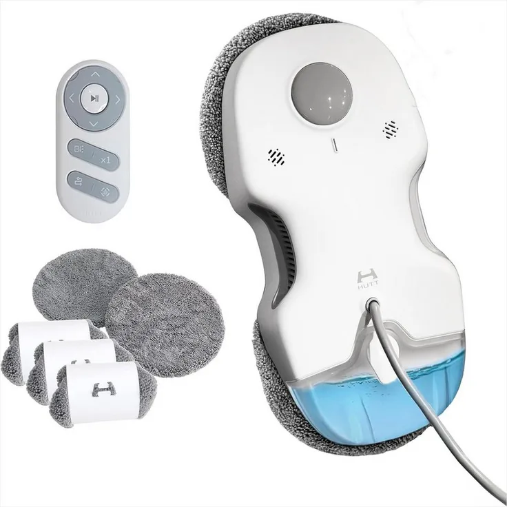 HUTT S7 Fenstersauger Fensterputzroboter mit 80ml Wassertank und intelligenter Frequenzsteuerung, kraftvolle 5500Pa Saugkraft, mit Sprühfunktion und Fernbedienung