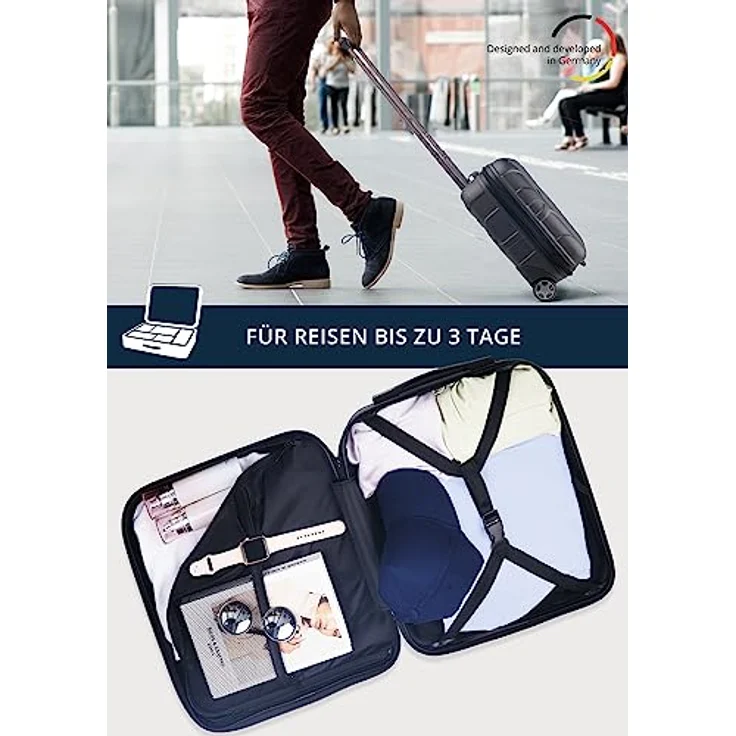 suitline Kleiner Koffer 45x36x20 cm, Easyjet Freigepäck Underseat Handgepäck, Bordgepäck Trolley leicht, 30 Liter, ABS Hartschale, Graphite – Bild 5