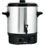 Stagecaptain GWK-27A Glühweinkocher - Einkochautomat mit 27 Liter - 2000 Watt - Gebürsteter Edelstahl - Einfache Bedienung (Temperatur und Zeitschaltuhr) - Abschaltautomatik - Silber