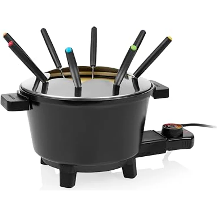 PRINCESS Fondue Princess 173110, Fondue Black mit 1,5 L Volumen, einstellbarem Thermostat und 8 Edelstahlgabeln – Bild 1