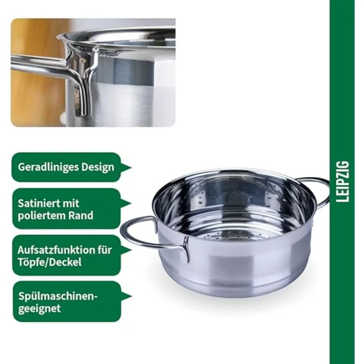 Chefkoch trifft Fackelmann Dampfgaraufsatz, Ø 20 cm, Edelstahl, Induktion- und backofengeeignet, spülmaschinenfest, temperaturbeständig bis 220 °C – Bild 3