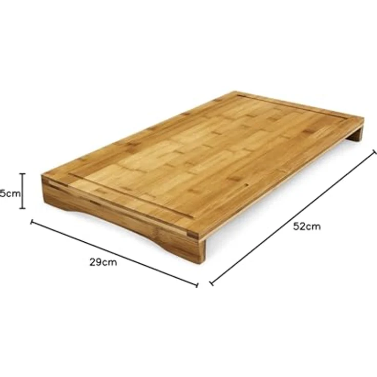 Relaxdays Schneidebrett Bambus HxBxT: ca. 4,5 x 52 x 29 cm großes und robustes Holzbrett Küchenbrett mit Saftrinne Schneidunterlage aus Holz zum Tranchieren als Servierbrett und Herdabdeckung, natur – Bild 9