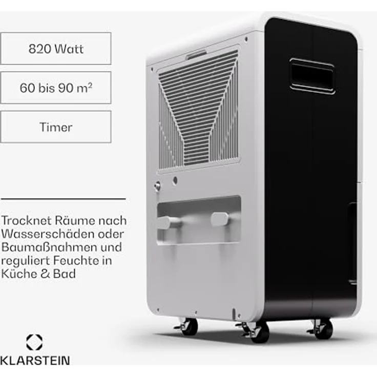 Klarstein Luftentfeuchter Elektrisch bis 90m2, Smart Luftentfeuchter für Wohnung, Bad & Keller, Luft-Entfeuchter Leise, Elektrischer Dehumidifier mit WLAN IoT App, Bautrockner mit 70 L Kapazität, Weiß – Bild 4