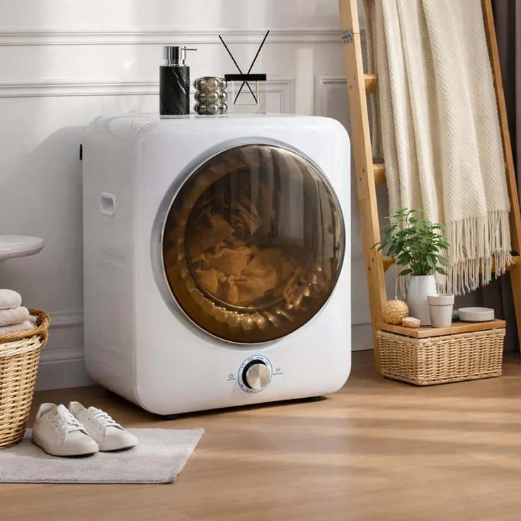 Xdovet Mini Wäschetrockner, 1350W Ablufttrockner mit 8 Programmen & NTC-Sensor, wandmontierbar, 3 kg Kapazität, Weiß