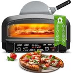 TurboTronic TT-PO14, Pizzaofen bis 450°C für 37cm Pizzen mit Pizzastein, 2200W elektrisch, Indoor/Outdoor, 6 Programme, mobiler Mini Backofen