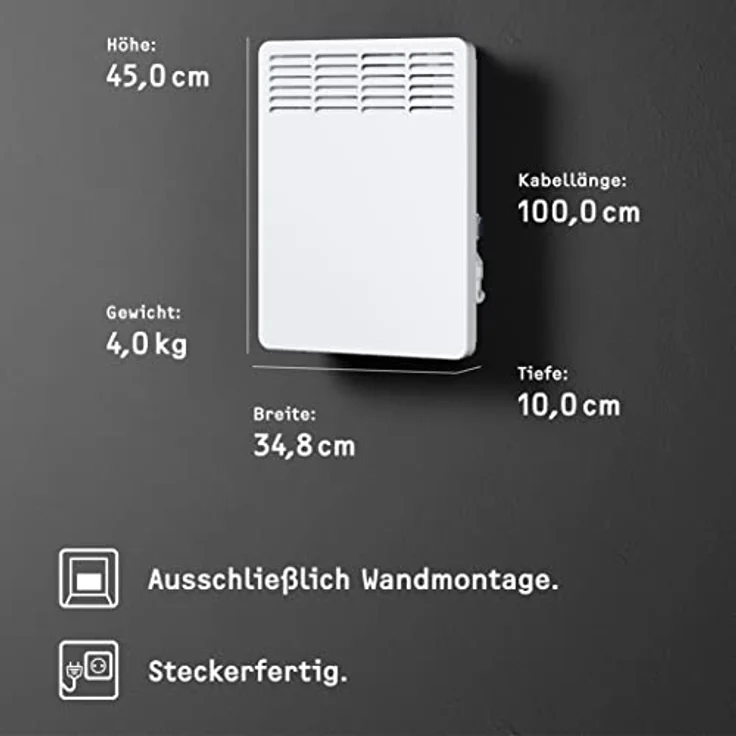 Stiebel Eltron Wand-Konvektor CNS 50 Trend für ca. 5 m², 0,5 kW, LC-Display, Wochentimer, Offene Fenster Erkennung, 236524, Konvektor – Bild 6