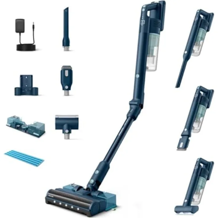 PHILIPS Kabelloser Staubsauger 5000 Series Flex XC5244/10, starke Saugkraft, 60 Min. Laufzeit, LED-Düse, Tierhaar- und Fugendüse, flexibles Rohr, austauschbarer Akku