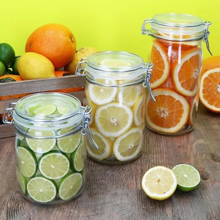MamboCat NORMA Vorratsglas Set, 3-teilig (0,75L, 1L, 1,5L) mit Bügelverschluss, luftdicht und spülmaschinengeeignet – Bild 3