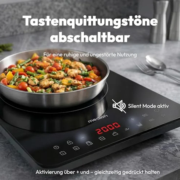 Medion® Einzel-Induktionskochplatte MD 100090, 2100 Watt, flaches Design mit Sensor-Touch-Bedienung – Bild 4