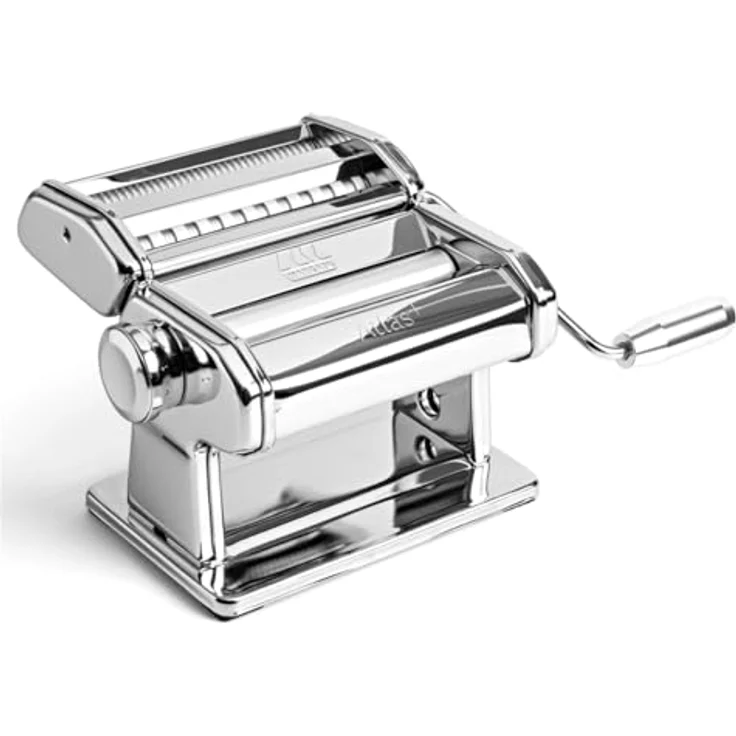 Marcato Atlas+ Nudelmaschine, frische Pasta-Maschine aus eloxiertem Aluminium mit 4 Funktionen für Lasagne, Fettuccine, Tagliolini und Spaghetti, hergestellt in Italien, kompatibel mit zusätzlichem Zubehör – Bild 1
