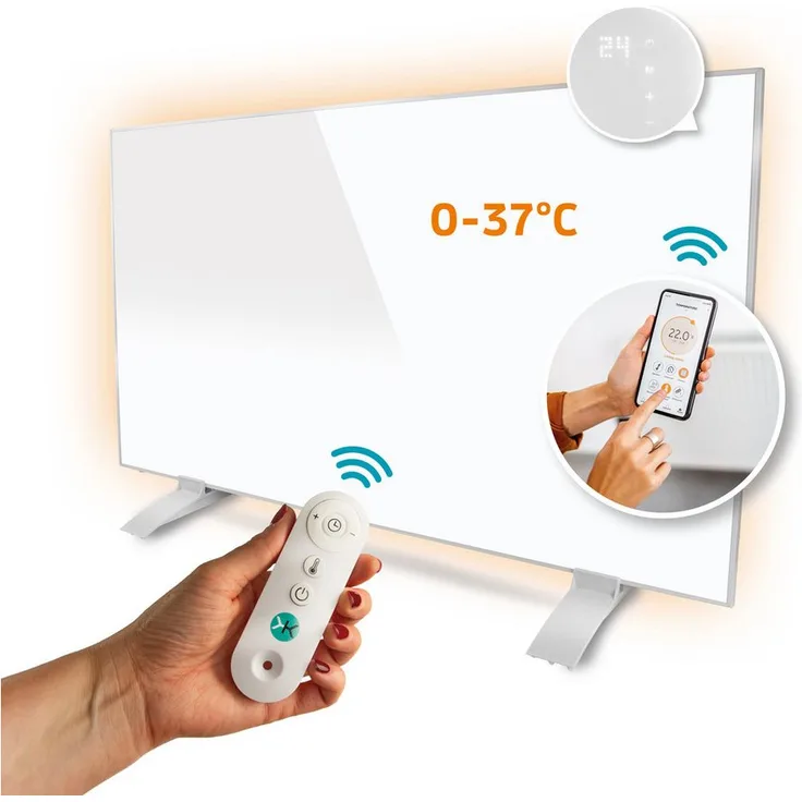 Kaiser plastic Infrarotheizung KAISER Infrarotheizung, Wandheizung inklusive Thermostat, Fernbedienung, LCD Display, App Steuerung