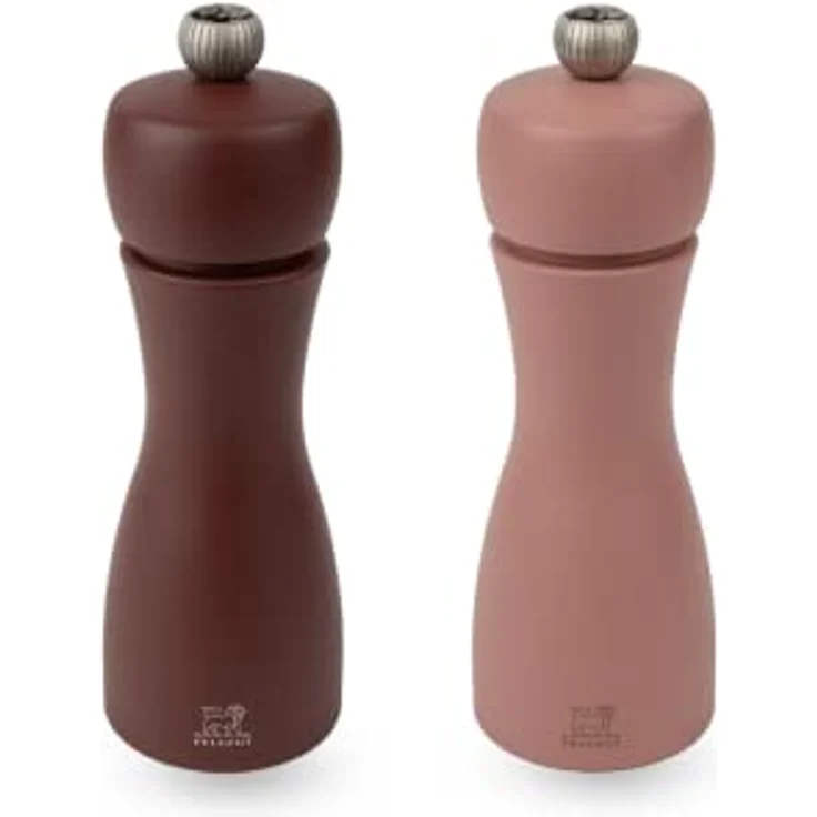 Tahiti Duo PEUGEOT - Pfeffermühle + Salzmühle Tahiti Erde 15 cm + Pfeffer & Steinsalz - Klassische Mahlgradeinstellung - Aus PEFC-zertifiziertem Holz - Französiches Know-How - Kakao- & Haselnussbraun – Bild 1